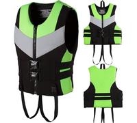 Gilet de Sauvetage pour Adulte Veste de Flottaison Réglable avec Sangles de Sécurité pour Natation Pêche Paddle Board Kayak Surf Plaisance(Green,S)