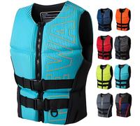 Gilet de Sauvetage pour Adultes Enfants À Ajustable en Néoprène Veste de Flottaison pour Kayak Plaisance Surf Sports Nautiques(Blue,XL)