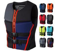 Gilet de Sauvetage pour Adultes et Enfants Veste de Flottaison Ajustable en Néoprène pour Kayak Navigation Surf Sports Nautiques(ThreeColors,XL)