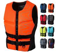 Gilet de Sauvetage pour Adultes et Enfants Veste de Flottaison Ajustable en Néoprène pour Kayak Navigation Surf Sports Nautiques(Orange,L)