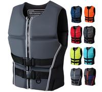 Gilet de Sauvetage pour Adultes et Enfants Veste de Flottaison Ajustable en Néoprène pour Kayak Navigation Surf Sports Nautiques(LetterGray,XL)