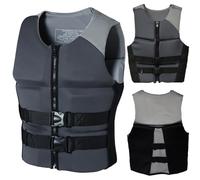 Gilet De Sauvetage pour Adultes, Gilet De Natation Réglable en Néoprène, Aide À La Flottabilité pour Le Kayak, Le Surf Et Les Sports Nautiques en Plein Air(Black Grey,XL)