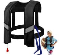 Gilet de sauvetage pour adultes, gilets de sauvetage gonflables pour adultes veste gonflable automatique 150n réglable avec des bandes réfléchissantes et un tube supplémentaire sifflet pour la nav
