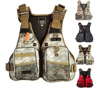 Gilet De Sauvetage pour Pêche en Plein Air Aide À La Flottabilité Réglable Légère avec Ceinture À Double Travée Et Sifflet(Yellow Camouflage)