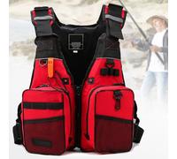 Gilet De Sauvetage Unisexe pour Adultes, Gilet De Sauvetage avec Poches Multiples Et Bande RéFléChissante RéGlable pour La PlongéE avec Tuba(Red)