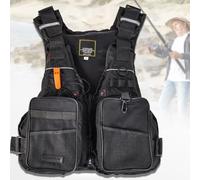 Gilet De Sauvetage Unisexe pour Adultes, Gilet De Sauvetage avec Poches Multiples Et Bande RéFléChissante RéGlable pour La PlongéE avec Tuba(Black)
