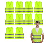 Gilet de Sécurité,10 PCS Jaune Gilet de Sécurité Réfléchissant, Gilet Haute Visibilité Fluo Reflechissant Homme Femme,Taille Universelle, Réfléchissant à 360°,pour Conducteurs Travailleurs Unisexe