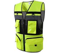 gilet de sécurité industriel très résistant, respirant, haute visibilité avec plusieurs poches frontales - jaune-m