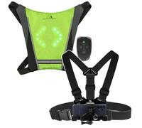 Gilet de sécurité LED Maclean MCE420 avec clignotants sans fil et télécommande IPX5 Rechargeable Réfléchissant + sangle pectorale MC-445 avec support pour téléphone Réglable