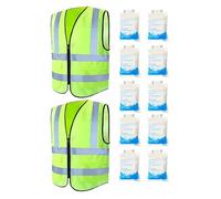 Gilet De Sécurité,Lot De 2 Pièces Gilet De Construction Réfléchissant Avec 10 Poches | Accessoires De Loisirs En Plein Air Pour Moto, Électricien, Pêche, Travail, Chasse, Camionnage Et