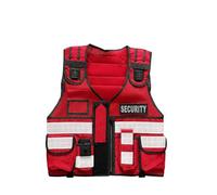 Gilet de sécurité militaire tactique haute visibilité en maille, polyester avec bordure en nylon, taille réglable, plusieurs poches, bande réfléchissante 3M, clips pour caméra corporelle, Rouge
