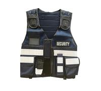 Gilet de sécurité militaire tactique haute visibilité en maille, polyester avec bordure en nylon, taille réglable, plusieurs poches, bande réfléchissante 3M, clips pour caméra corporelle, bleu marine