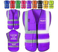 Gilet de sécurité personnalisé Gilet de sécurité réfléchissant haute visibilité Logo personnalisé avec poches Fermeture éclair Classe 2 pour hommes Travail de sécurité