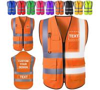 Gilet de sécurité personnalisé Gilet de sécurité réfléchissant haute visibilité Logo personnalisé avec poches Fermeture éclair Classe 2 pour hommes Travail de sécurité