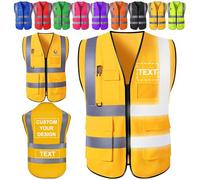 Gilet de sécurité personnalisé Gilet de sécurité réfléchissant haute visibilité Logo personnalisé avec poches Fermeture éclair Classe 2 pour hommes Travail de sécurité