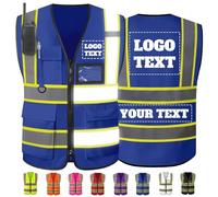 Gilet de sécurité personnalisé, gilets réfléchissants haute visibilité avec poches à logo, hommes et femmes, personnalisable, 2 gilets de travail bicolores