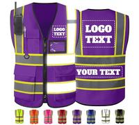 Gilet de sécurité personnalisé, gilets réfléchissants haute visibilité avec poches à logo, hommes et femmes, personnalisable, 2 gilets de travail bicolores