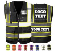 Gilet de sécurité personnalisé, gilets réfléchissants haute visibilité avec poches à logo, hommes et femmes, personnalisable, 2 gilets de travail bicolores