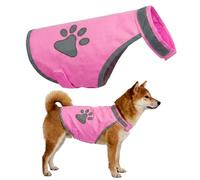 Gilet de Sécurité pour Chien Réfléchissant Jaune Fluorescent, Veste Haute Visibilité Ajustable avec Sangles Robustes, Rose-M