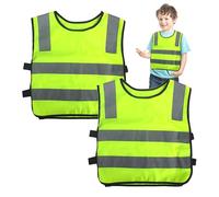 Gilet de Sécurité pour Enfant ,Pack de 2 Gilets Réfléchissants Jaunes Haute Visibilité ,Gilets de Sécurité Réfléchissants,Protégez vos Enfants sur le Chemin de l'École ,Confortable, Léger, Universel