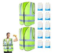 Gilet de Sécurité pour Femmes - 10 Poches 2 Pièces Gilets de Sécurité à Haute Visibilité - Vêtement de Cyclisme pour Professionnels Chantier Entrepôt Logistique Électricien