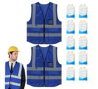 Gilet de Sécurité pour Femmes,Gilet de Travail 2 Pièces Avec 10 Poches - Accessoires De Loisirs En Plein Air Pour Moto, Électricien, Pêche, Travail, Chasse, Camionnage Et