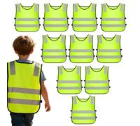 Gilet De Sécurité Pour Les | 10 Pièces de Gilets pour Plein Air - Vêtements à Haute Visibilité | Pour Garçons Et Filles Lors De La Marche Et De La Course Sur Les Routes