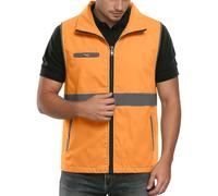 Gilet De Securite Reflechissant Avec Poches - Gilet De Sécurité Haute Visibilité Double Bande Réfléchissantes Gilets Fluorescent De Sécurité Grande Taille Respirante Pour Travail, Peche, Moto,Unisexe