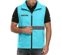 Gilet De Securite Reflechissant Avec Poches - Gilet De Sécurité Haute Visibilité Double Bande Réfléchissantes Gilets Fluorescent De Sécurité Grande Taille Respirante Pour Travail, Peche, Moto,Unisexe