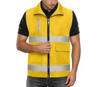 Gilet De Securite Reflechissant Avec Poches - Gilet De Sécurité Haute Visibilité Double Bande Réfléchissantes Gilets Fluorescent De Sécurité Grande Taille Respirante Pour Travail, Peche, Moto,Unisexe