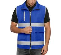 Gilet De Securite Reflechissant Avec Poches - Gilet De Sécurité Haute Visibilité Double Bande Réfléchissantes Gilets Fluorescent De Sécurité Grande Taille Respirante Pour Travail, Peche, Moto,Unisexe