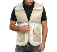 Gilet De Securite Reflechissant Avec Poches - Gilet De Sécurité Haute Visibilité Double Bande Réfléchissantes Gilets Fluorescent De Sécurité Grande Taille Respirante Pour Travail, Peche, Moto,Unisexe