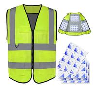 Gilet de sécurité réfléchissant et rafraîchissant avec 4 packs de glace pour homme et femme, gilet sécurité haute visibilité, rafraîchissant pour travaux par temps chaud, constr