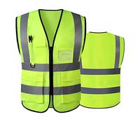 Gilet de sécurité réfléchissant haute visibilité avec poches zippées sur le devant - Conforme aux normes ANSI/ISEA