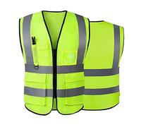 Gilet de sécurité réfléchissant haute visibilité avec poches zippées sur le devant - Conforme aux normes ANSI/ISEA