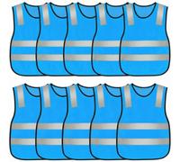 Gilet de sécurité réfléchissant pour enfants, 10 pièces, bleu haute visibilité