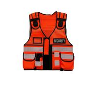 Gilet de sécurité tactique haute visibilité en maille de polyester avec bord en nylon, taille réglable, plusieurs poches, bande réfléchissante 3M, clips pour caméra