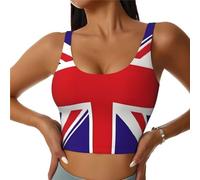 Gilet de sport pour femme avec drapeau du Royaume-Uni - Confortable et léger - Élastique, Noir , S Taille courte