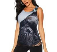 Gilet de Sport pour Femme, débardeurs d'entraînement, Gilet Absorbant, Chemises d'entraînement sans Manches, Bouledogue français Mall Chiens Noirs Animaux de Compagnie
