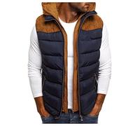 Gilet de sport pour homme - Veste matelassée pour homme avec capuche - Léger et décontracté - Hiver - Chaud - Automne - Hiver - Gilet de transition - Doublure thermique - Sans manches - Veste de sport