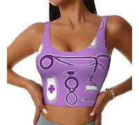 Gilet de sport violet pour femme avec motif d'infirmière - Pour loisirs en plein air - Randonnée - Confortable - Léger - Élastique, Noir , L Taille courte