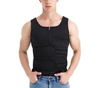 Gilet de Sudation avec Fermeture Éclair Homme Sauna T-shirt Sport Fitness Débardeur Abdominale Minceur Ceinture de Sudation Ventre Plat Amincissante Gilet Taille Formateur Néoprène Body Shaper A L