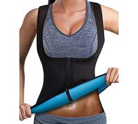 Gilet de Sudation de Sauna pour Femmes, Corset en néoprène Chaud, entraîneur de Taille, débardeur, Fermeture éclair, Perte de Poids, Chemise d'entraînement (Noir S) (Noir XL)