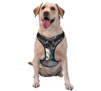 Gilet de traction pour animal domestique avec sangle de poitrine Noir/blanc/bleu sarcelle Gris