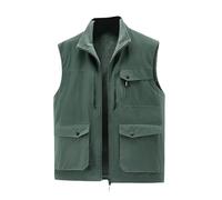Gilet de travail en polaire pour homme avec doublure en polaire - Fermeture éclair intégrale - Tendance - Polyvalent - Doux et confortable - Couleur unie - Coupe droite - Avec plusieurs poches, Vert