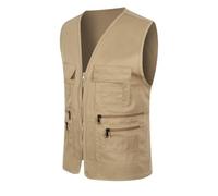 Gilet de travail fonctionnel pour l'extérieur, respirant, léger, sous la taille, plusieurs poches pour outils, gilet d'extérieur essentiel pour femme avec poches, kaki, L