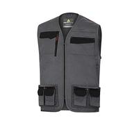 GILET DE TRAVAIL MACH2 EN POLYESTER COTON FINITION SBIECO 11 POCHES M2GI3 DELTAPLUS Poids 245 grammes, Gris/orange, L