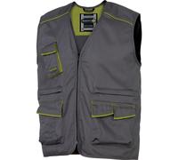 Gilet de travail multipoches polycoton gris et vert Panostyle, Deltaplus, taille XXL