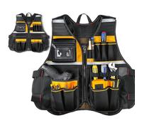 Gilet de Travail Multipoches Réfléchissant - Porte-Outils Réutilisable et Peu Encombrant pour Électricien, Charpentier, Travailleur de Construction - Jaune