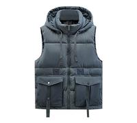 Gilet de travail pour homme - Gilet matelassé léger pour homme - Gilet de travail confortable avec fermeture éclair - Coupe-vent - Sans manches - Gilet thermique en duvet - Gilet d'hiver - Gilet